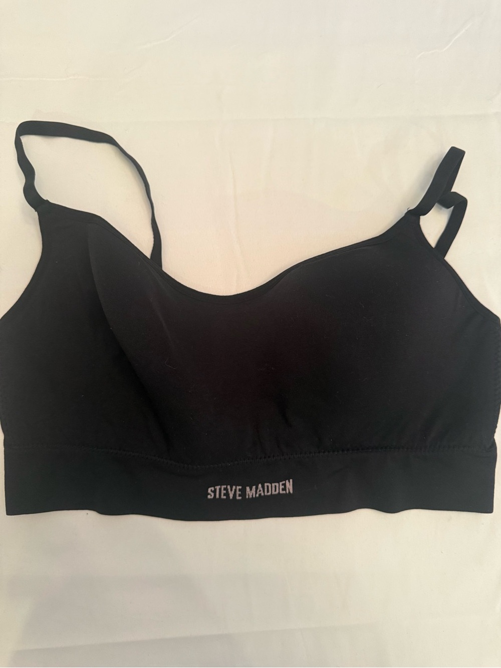 Steve Madden Black Logo Elastic Padded Bralette